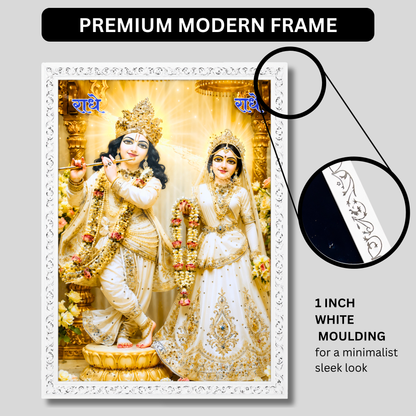 Luxury Radha Krishna Wall Painting 18x24 Inch with Resin Crystal Work | Premium HD Gloss Framed Wall Art for Home Décor | Spiritual Wall Decor for Living Room Bedroom Temple | Divine Home Decoration Gift Item