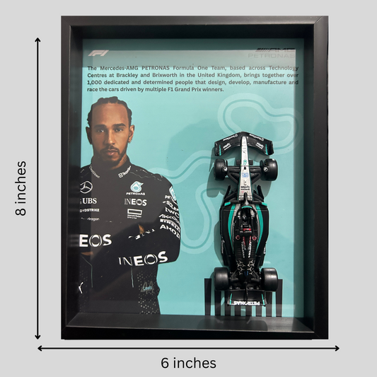 Lewis Hamilton with Bburagos F1 AMG Petronas Diecast Car Frame 1:43  – 3D Wall Art