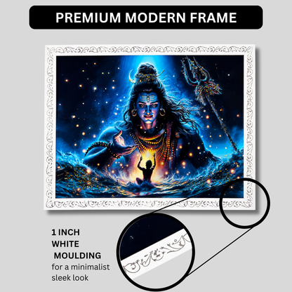 Shiv Wall Painting with Resin Crystal Work 18x24 Inch | Premium Framed Spiritual Wall Art for Home Decoration | HD Divine Artwork for Living Room Bedroom Temple Office | Modern Home Décor Gift Item
