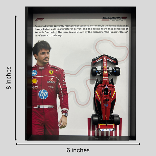 Charles Lelerc with Bburagos F1 Scuderia Ferrari Diecast Car Frame 1:43  – 3D Wall Art
