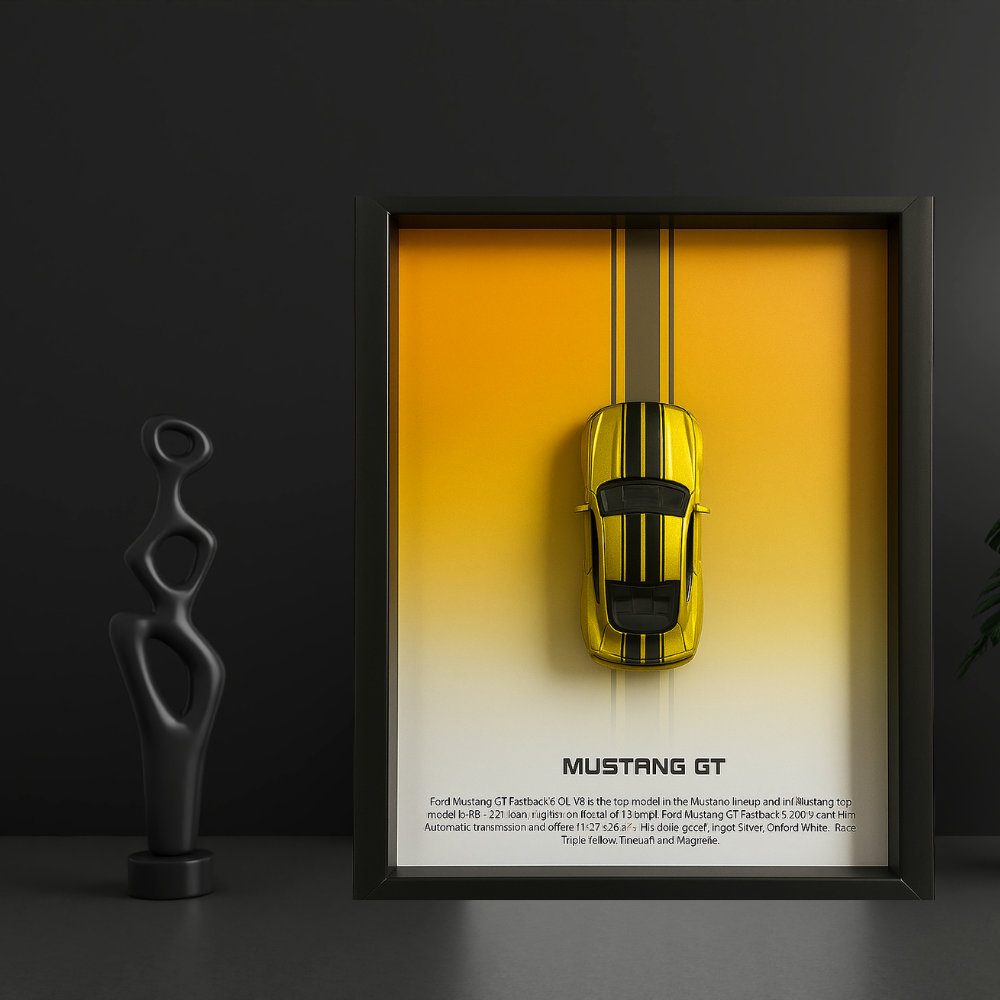 Ford Mustang GT Diecast Car Frame 1:64  – 3D Wall Art