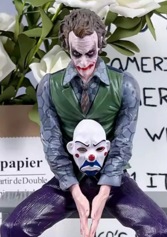 28cm Joker Action Figure – PVC Anime Collectible Figurine in Sitting Pose | Large Decorative Model Toy for Fans, Desk & Room Decor, Unique Gift for Collectors