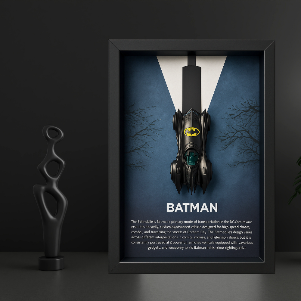 Batman Batmobile V1 3D Framed Collectible Display – Diecast Car 1:64 Model