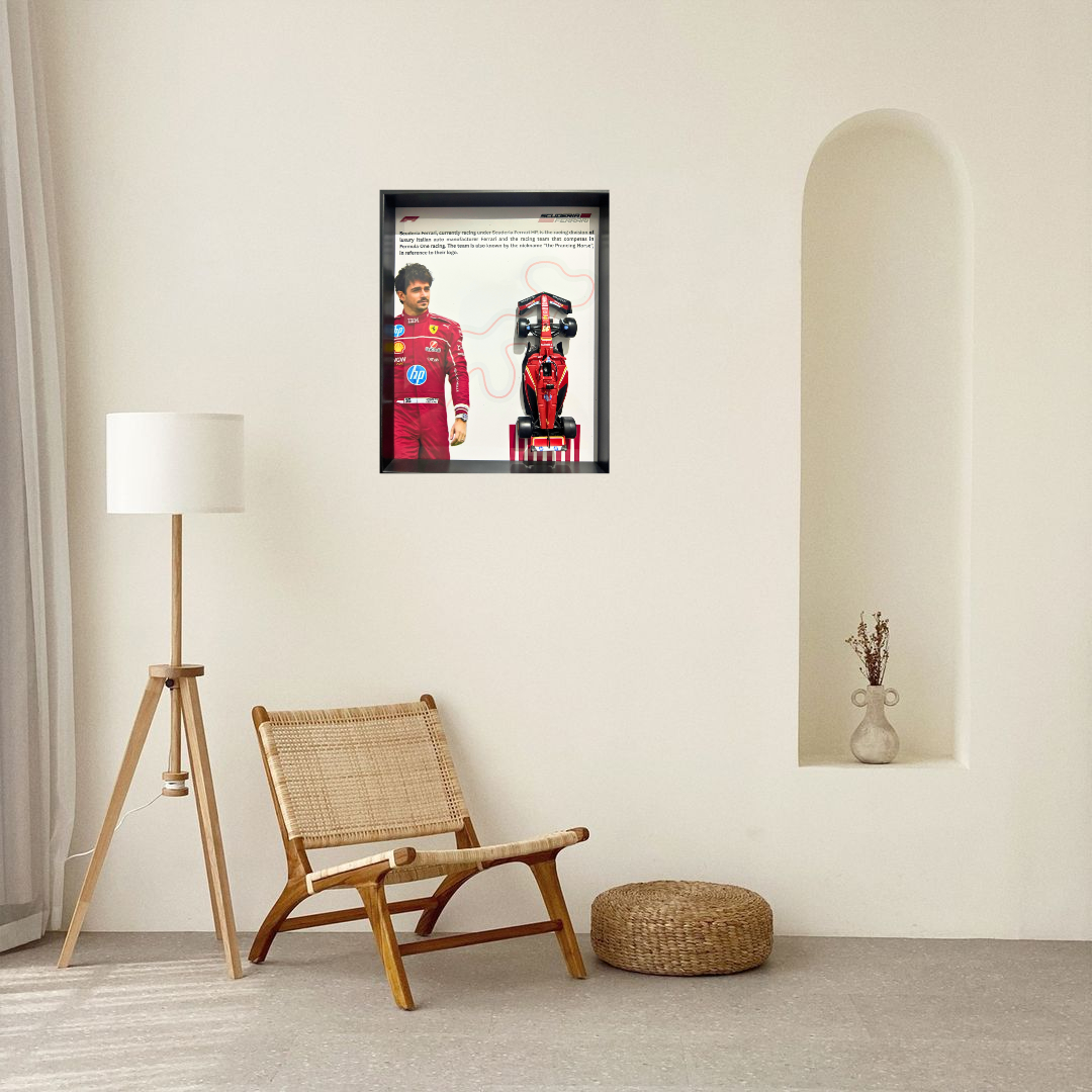 Charles Lelerc with Bburagos F1 Scuderia Ferrari Diecast Car Frame 1:43  – 3D Wall Art