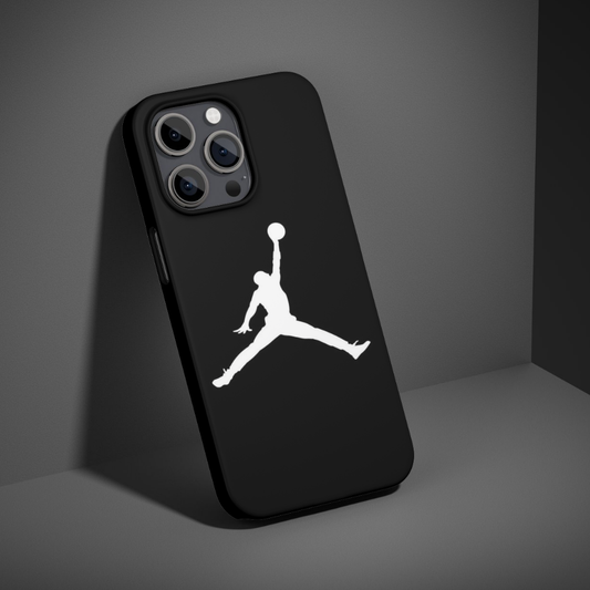 J0rd0n Inspired Basketball Dunk Silhouette Phone Case – Black Sports Athlete Jump Design Protective Back Cover for All Smartphone Models