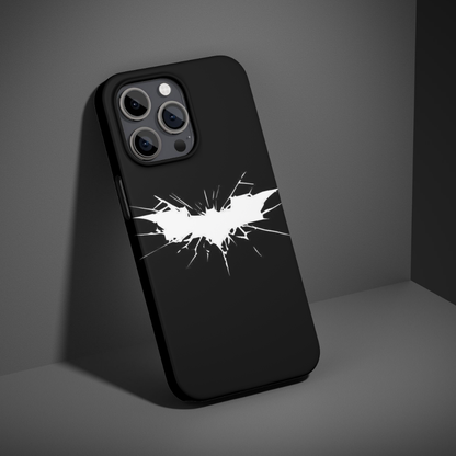 Dark Knight Bat Emblem Inspired Phone Case – Minimal Black Superhero Logo Design Slim Protective Back Cover Compatible with All Smartphone Models