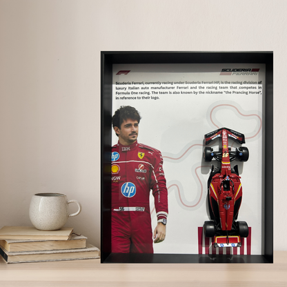 Charles Lelerc with Bburagos F1 Scuderia Ferrari Diecast Car Frame 1:43  – 3D Wall Art
