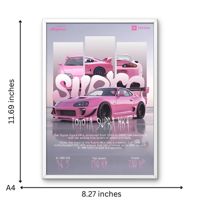 Supra MK4 Framed Car Wall Art – Premium Automotive Decor for Car Enthusiasts