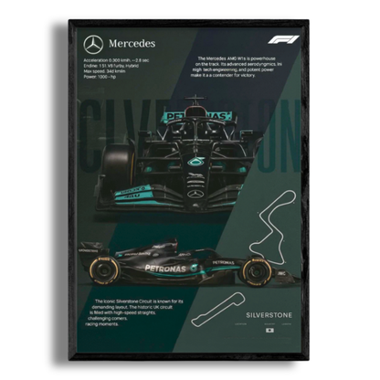 Premium AMG Petronas F1 2D Car Frame – Formula 1 Wall Art for Racing Fans & Collectors | Mercedes-Benz Inspired Decor