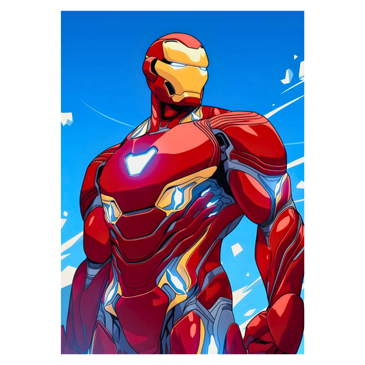 Premium Glossy Aluminium Metal Poster – Ir0n Man Inspired Red & Gold Armour Artwork | HD Printed Aluminium Wall Decor for Bedroom, Gaming Room, Office & Studio | Waterproof, Fade-Proof Superhero Wall Frame