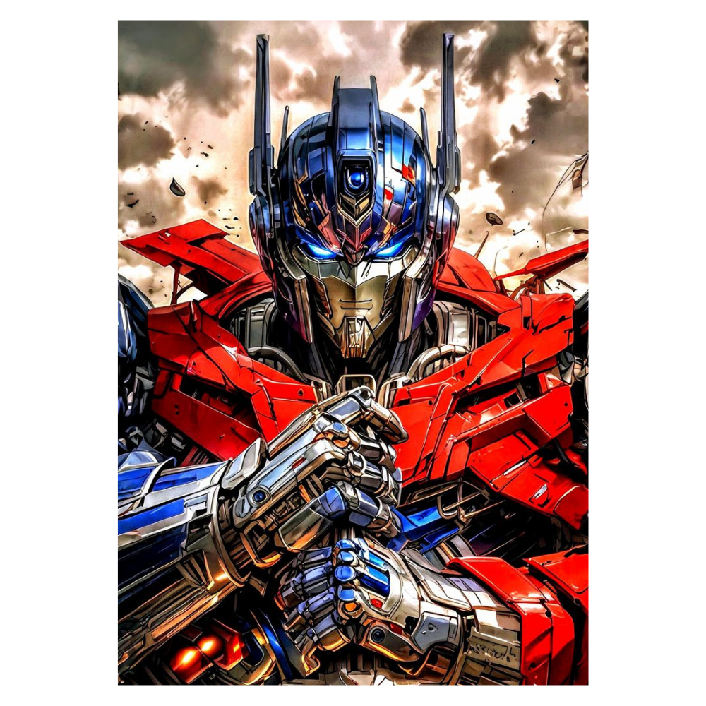 Premium Glossy Aluminium Metal Poster – 0ptimus Prime Inspired Cyber Mech Artwork | HD Printed Aluminium Wall Decor for Bedroom, Gaming Room, Office & Studio | Waterproof, Fade-Proof Sci-Fi Wall Frame