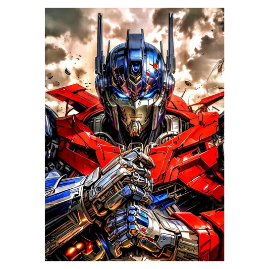 Premium Glossy Aluminium Metal Poster – 0ptimus Prime Inspired Cyber Mech Artwork | HD Printed Aluminium Wall Decor for Bedroom, Gaming Room, Office & Studio | Waterproof, Fade-Proof Sci-Fi Wall Frame