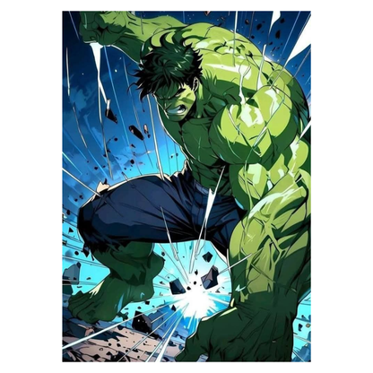 Premium Glossy Aluminium Metal Poster – Hu1k-Inspired Smash Action Artwork | HD Printed Aluminium Wall Decor for Bedroom, Gaming Room, Office & Studio | Waterproof, Fade-Proof Superhero Wall Frame