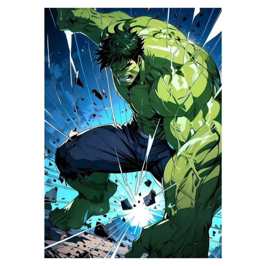 Premium Glossy Aluminium Metal Poster – Hu1k-Inspired Smash Action Artwork | HD Printed Aluminium Wall Decor for Bedroom, Gaming Room, Office & Studio | Waterproof, Fade-Proof Superhero Wall Frame