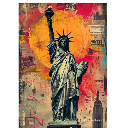 Premium Glossy Aluminium Metal Poster – Statue of Liberty Graffiti Art | HD Printed Aluminium Wall Decor for Living Room, Bedroom, Office & Studio | Waterproof, Fade-Proof Modern Wall Frame