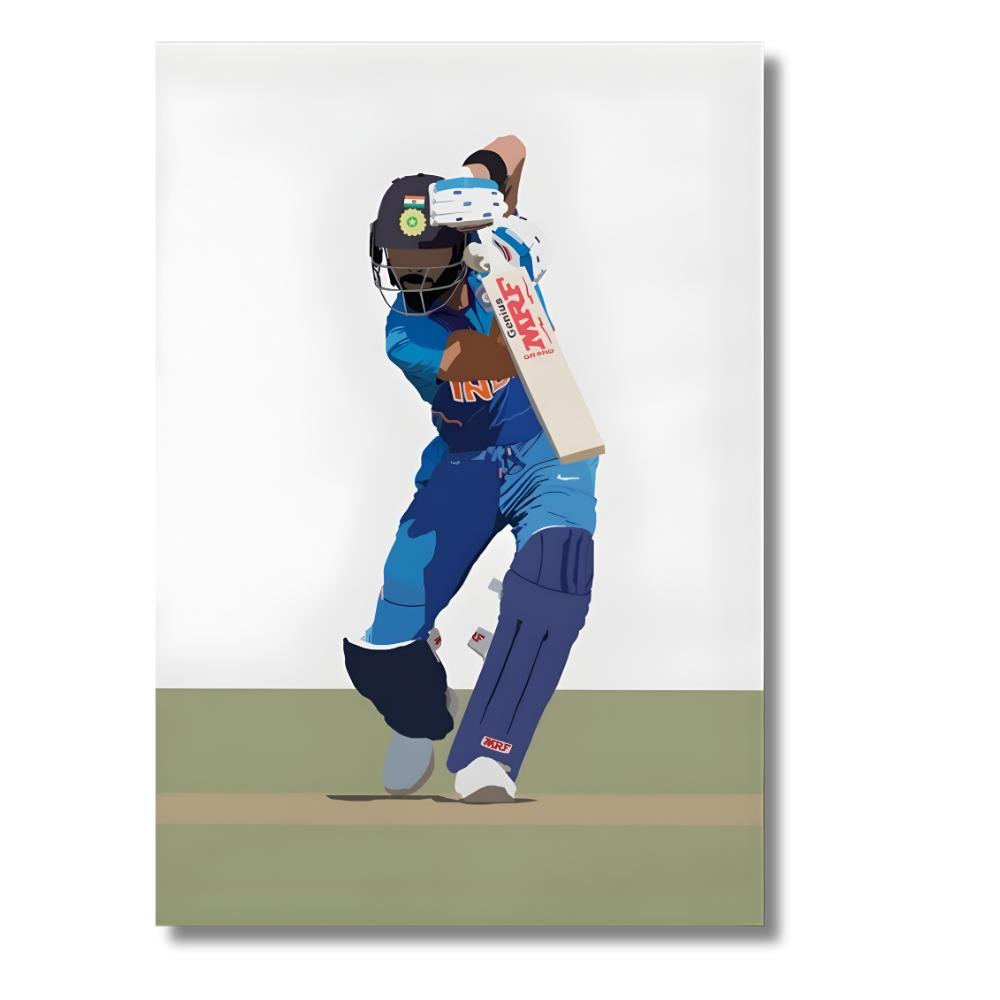 Premium Aluminium Glossy Frame | Cricket Wall Art | Metal Poster for Home Decor | Lightweight & Waterproof Panel | Perfect Gift for Cricket Lovers | Bedroom, Living Room, Office Decoration