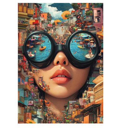 Premium Glossy Aluminium Metal Poster – Surreal City Reflection Art | Luxury HD Printed Aluminium Wall Decor for Bedroom, Living Room, Office & Studio | Waterproof, Fade-Proof Modern Art Frame