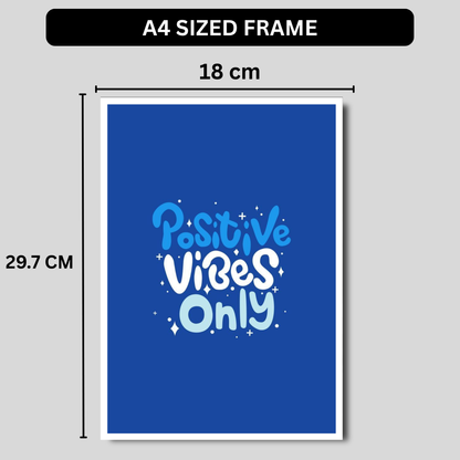 Luxury Positive Vibes Only Wall Painting for Home Decoration | Motivational Quote Wall Decor for Living Room Bedroom Office | HD Gloss Framed Poster | Modern Aesthetic Wall Art | Home Décor Gift Item