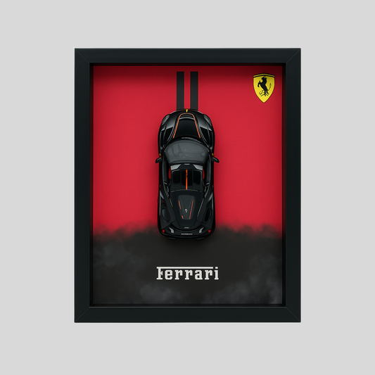Luxury Ferrari Black Diecast Car Frame – 3D Wall Art
