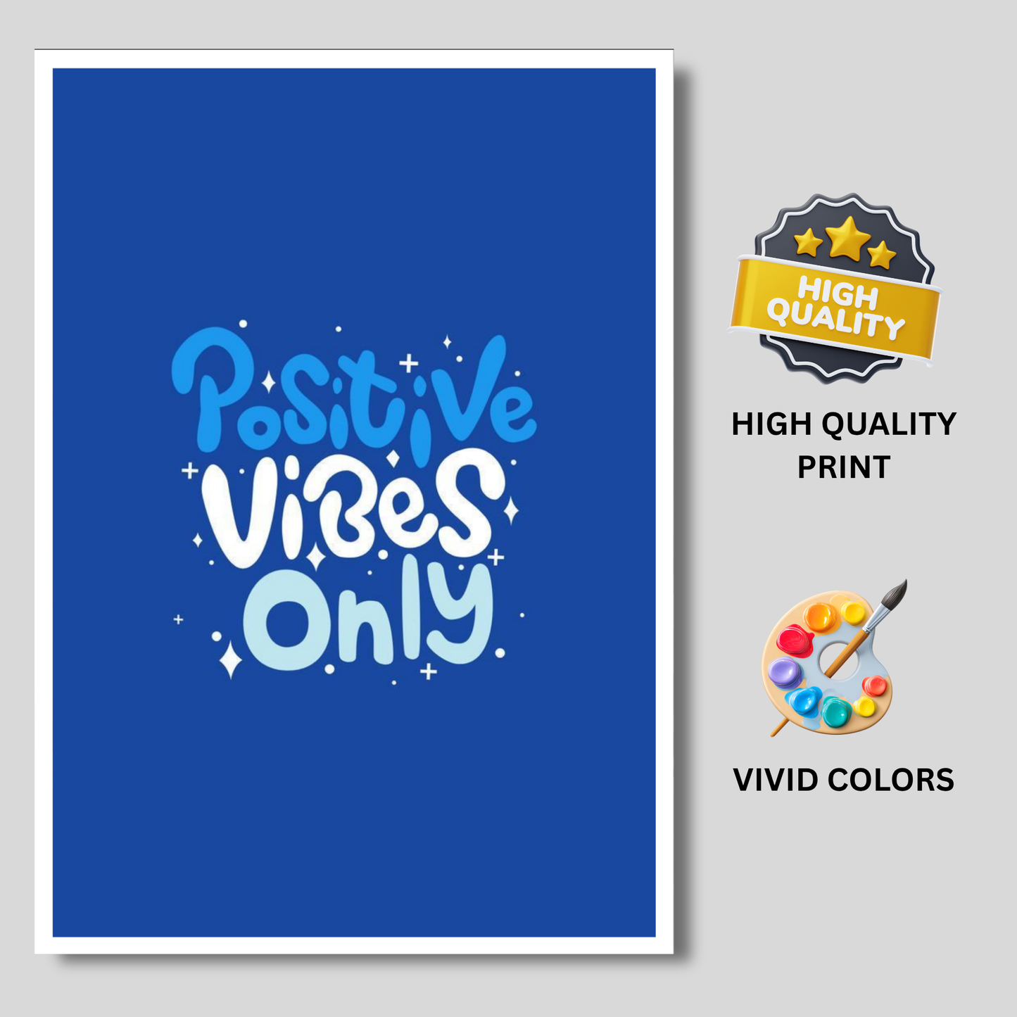 Luxury Positive Vibes Only Wall Painting for Home Decoration | Motivational Quote Wall Decor for Living Room Bedroom Office | HD Gloss Framed Poster | Modern Aesthetic Wall Art | Home Décor Gift Item