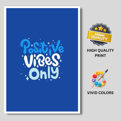 Luxury Positive Vibes Only Wall Painting for Home Decoration | Motivational Quote Wall Decor for Living Room Bedroom Office | HD Gloss Framed Poster | Modern Aesthetic Wall Art | Home Décor Gift Item