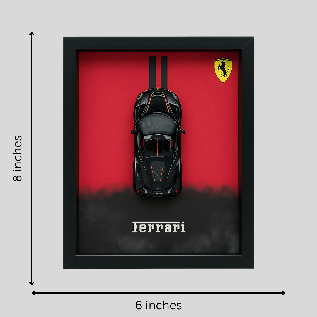 Luxury Ferrari Black Diecast Car Frame – 3D Wall Art