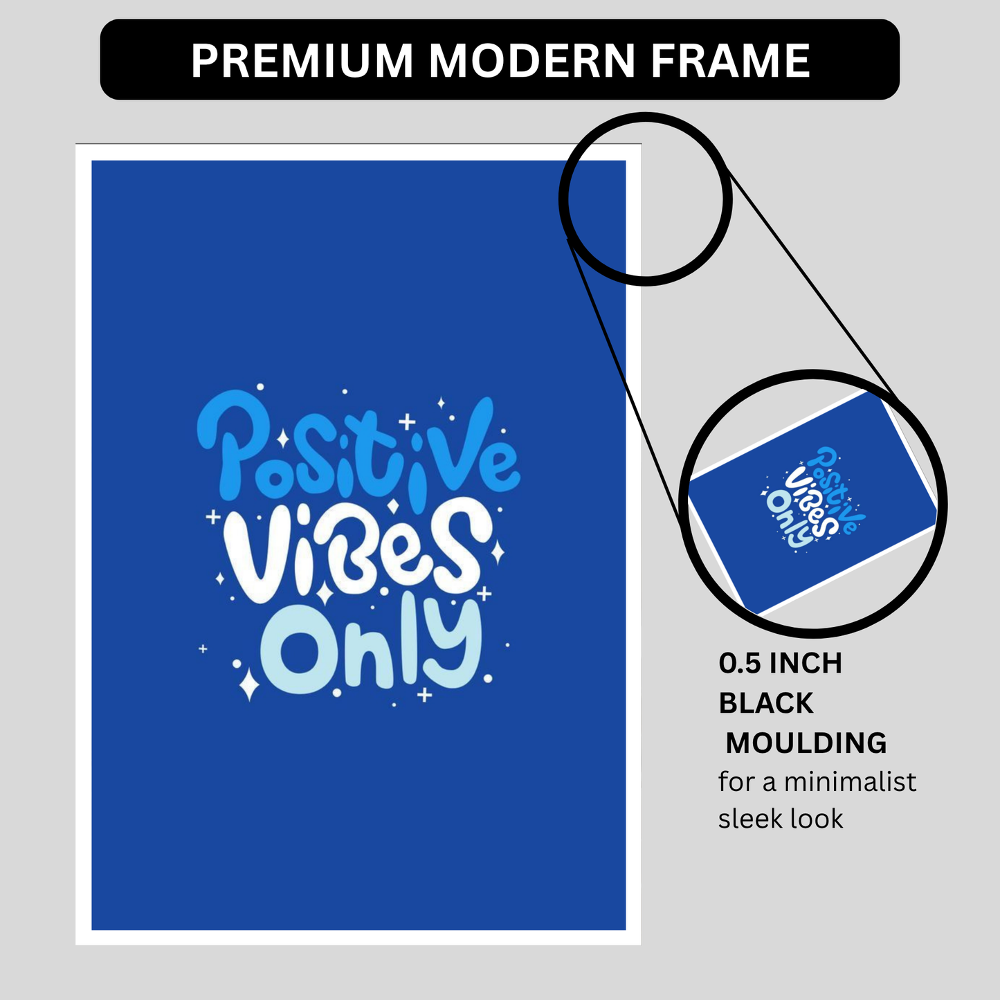 Luxury Positive Vibes Only Wall Painting for Home Decoration | Motivational Quote Wall Decor for Living Room Bedroom Office | HD Gloss Framed Poster | Modern Aesthetic Wall Art | Home Décor Gift Item