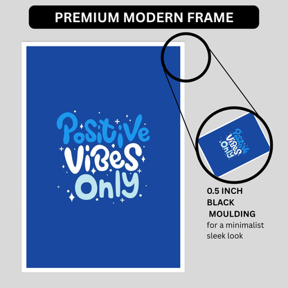 Luxury Positive Vibes Only Wall Painting for Home Decoration | Motivational Quote Wall Decor for Living Room Bedroom Office | HD Gloss Framed Poster | Modern Aesthetic Wall Art | Home Décor Gift Item