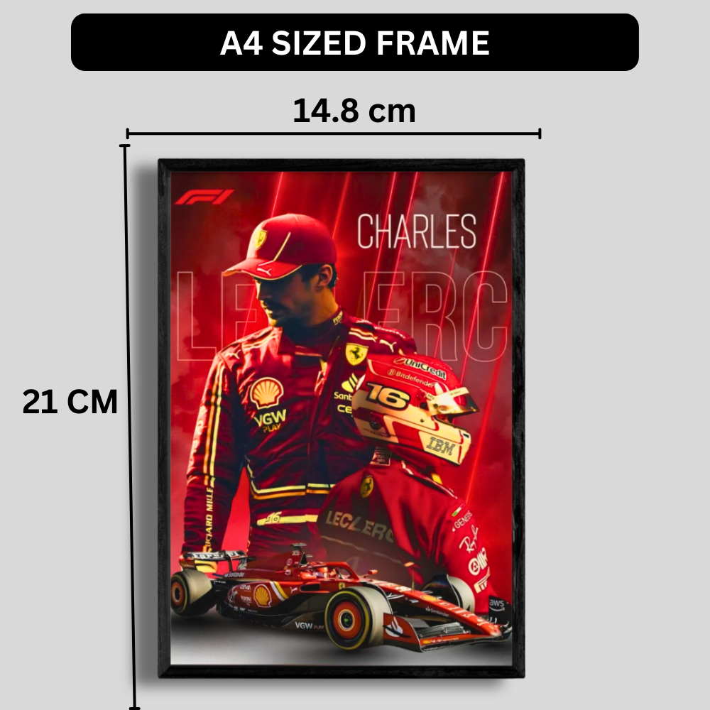 Premium Charles Leclerc 2D Car Frame – Formula 1 Wall Art for Racing Fans & Collectors | Scuderia Ferrari Inspired Decor