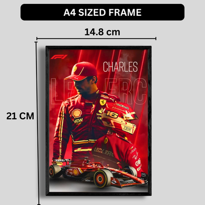 Premium Charles Leclerc 2D Car Frame – Formula 1 Wall Art for Racing Fans & Collectors | Scuderia Ferrari Inspired Decor