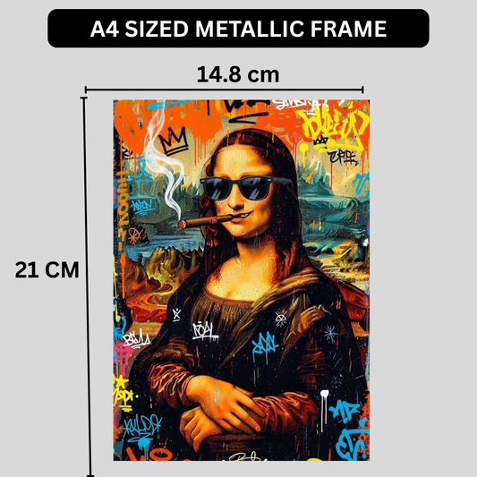 Premium Glossy Aluminium Metal Poster | Graffiti Mona Lisa Wall Art for Home Décor | Vibrant Street Art Frame for Bedroom, Living Room & Office | Modern Printed Metal Wall Decor