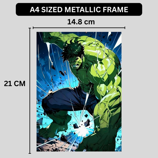 Premium Glossy Aluminium Metal Poster – Hu1k-Inspired Smash Action Artwork | HD Printed Aluminium Wall Decor for Bedroom, Gaming Room, Office & Studio | Waterproof, Fade-Proof Superhero Wall Frame