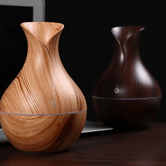 Vase Elegant Wood Grain Diffuser & Humidifier