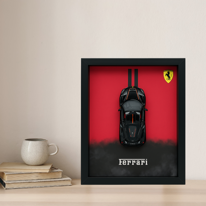 Luxury Ferrari Black Diecast Car Frame – 3D Wall Art