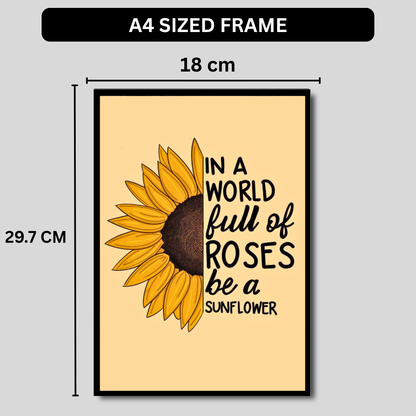 Luxury Sunflower Motivational Wall Art | “Be a Sunflower” Quote Poster Frame for Living Room, Bedroom & Office | Positive Aesthetic Wall Decor | Modern Inspirational Home Décor Gift
