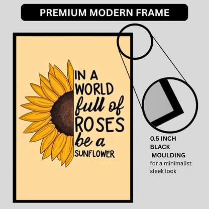 Luxury Sunflower Motivational Wall Art | “Be a Sunflower” Quote Poster Frame for Living Room, Bedroom & Office | Positive Aesthetic Wall Decor | Modern Inspirational Home Décor Gift