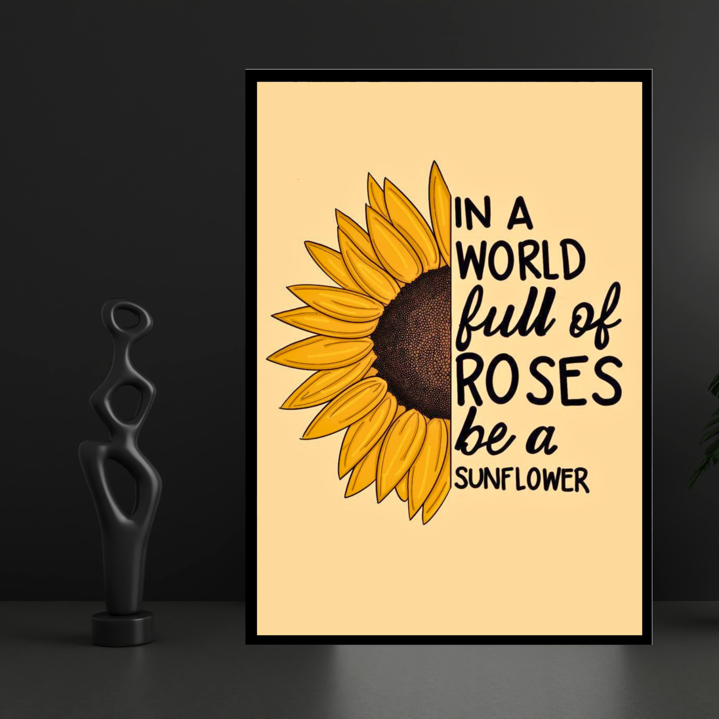Luxury Sunflower Motivational Wall Art | “Be a Sunflower” Quote Poster Frame for Living Room, Bedroom & Office | Positive Aesthetic Wall Decor | Modern Inspirational Home Décor Gift
