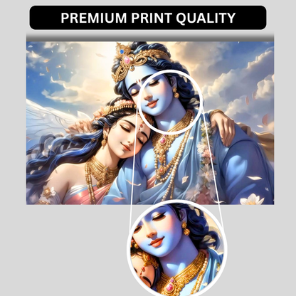 Premium Glossy Aluminium Metal Poster – Divine Radha Krishna Artwork | HD Printed Hindu Spiritual Wall Decor for Home, Temple, Living Room & Bedroom | Waterproof, Fade-Proof Religious Wall Frame