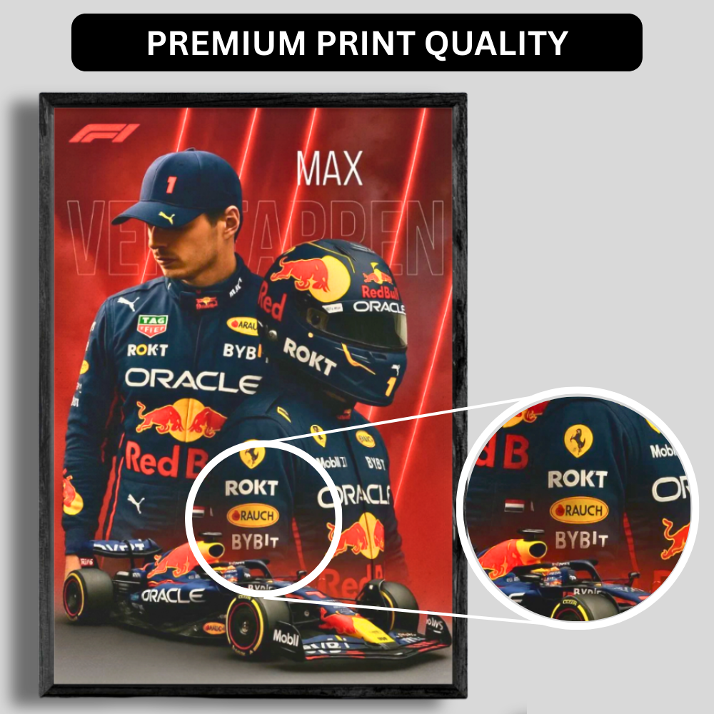 Premium Max Verstappen 2D Car Frame – Formula 1 Wall Art for Racing Fans & Collectors | Red Bull Racing Inspired Decor