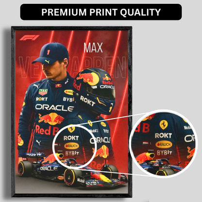 Premium Max Verstappen 2D Car Frame – Formula 1 Wall Art for Racing Fans & Collectors | Red Bull Racing Inspired Decor