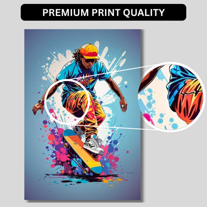 Premium Glossy Aluminium Metal Poster – Skateboard Street Art Design | HD Printed Aluminium Wall Decor for Bedroom, Gaming Room, Living Room & Studio | Waterproof, Fade-Proof Modern Wall Frame