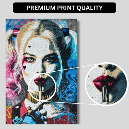 Premium Glossy Aluminium Metal Poster – H@rley Qu!nn Inspired Graffiti Art | HD Printed Metal Wall Decor for Bedroom, Gaming Room, Living Room & Office | Waterproof, Fade-Proof Aluminium Frame