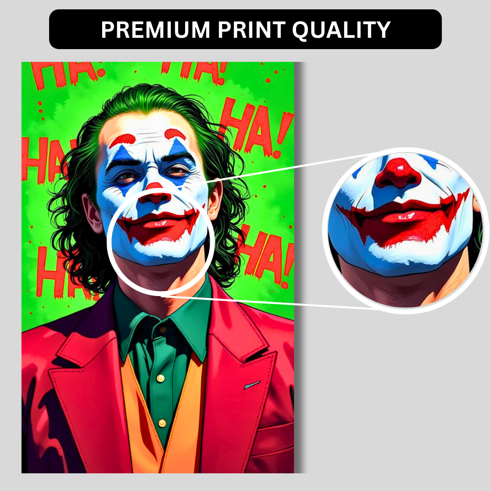 Premium Glossy Aluminium Metal Poster – J0ker-Inspired Iconic Villain Artwork | HD Printed Aluminium Wall Decor for Bedroom, Gaming Room, Office & Studio | Waterproof, Fade-Proof Stylish Wall Frame