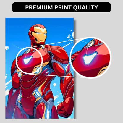 Premium Glossy Aluminium Metal Poster – Ir0n Man Inspired Red & Gold Armour Artwork | HD Printed Aluminium Wall Decor for Bedroom, Gaming Room, Office & Studio | Waterproof, Fade-Proof Superhero Wall Frame