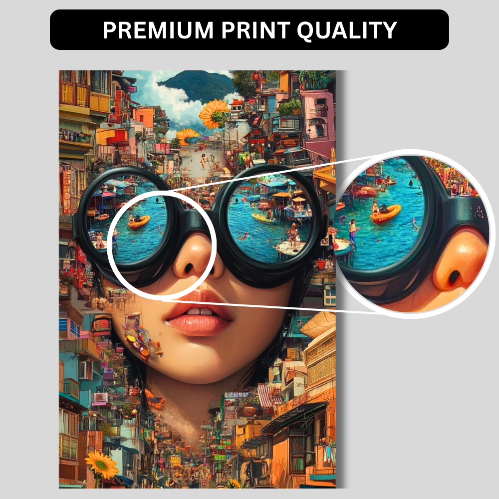 Premium Glossy Aluminium Metal Poster – Surreal City Reflection Art | Luxury HD Printed Aluminium Wall Decor for Bedroom, Living Room, Office & Studio | Waterproof, Fade-Proof Modern Art Frame