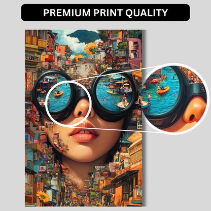 Premium Glossy Aluminium Metal Poster – Surreal City Reflection Art | Luxury HD Printed Aluminium Wall Decor for Bedroom, Living Room, Office & Studio | Waterproof, Fade-Proof Modern Art Frame