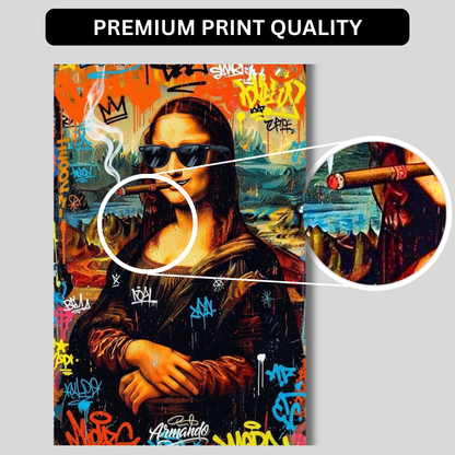 Premium Glossy Aluminium Metal Poster | Graffiti Mona Lisa Wall Art for Home Décor | Vibrant Street Art Frame for Bedroom, Living Room & Office | Modern Printed Metal Wall Decor