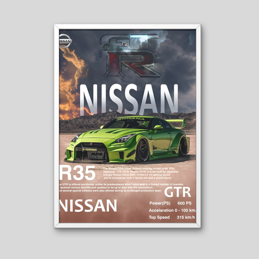 Nissan R35 Framed Car Wall Art – Premium Automotive Decor for Car Enthusiasts