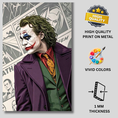 Premium Glossy Aluminium Metal Poster – Jok3r-Inspired Comic Artwork | HD Printed Aluminium Wall Decor for Bedroom, Gaming Room, Office & Studio | Waterproof, Fade-Proof Premium Wall Frame