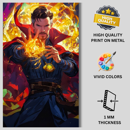 Premium Glossy Aluminium Metal Poster – Doctor Strange Inspired Mystic Magic Artwork | HD Printed Aluminium Wall Decor for Bedroom, Gaming Room, Office & Studio | Waterproof, Fade-Proof Superhero Wall Frame